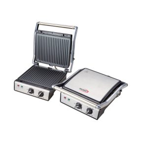   HAUSER CG-420 kontakt grill, 2000 W, tapadásmentes lapok, kivehető sütőlapok, szabályozható hőmérséklet, fekete/inox színű