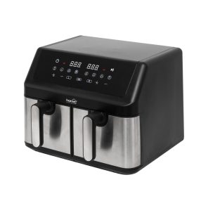   HOME HGAF29 duplakosaras forrólevegős sütő, 2 x 4,5L, 2000 W, digitális vezérlés, 8 féle üzemmód