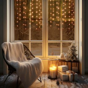   HOME KAF50DLEDWW DOT LED-es fényfüggöny, 50db melegfehér DOT LED, 81cm, állófényű, adapteres tápellátás, beltéri kivitel