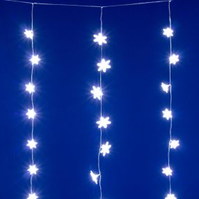   HOME KAF50WH LED-es hópehely fényfüggöny, 1,35 m, 50 db hidegfehér LED, hálózati tápellátás, beltéri kivitel