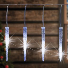   Home KJL 240 LED-es jégcsap fényfüzér, 5,32x0,24 m / 240 db hidegfehér LED, 15 db jégcsap, átlátszó vezeték, fényjáték, hálózati adapter, kül- és beltéri kivitel