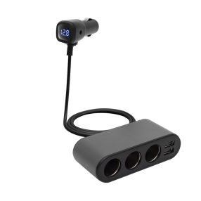   SAL SAU80W autós feszültségelosztó és USB töltő, 3.4A USB töltő, max.80Watt, fém burkolat, Voltmérő, autó-akkumulátor állapotának ellenőrzése, 12/24V járművekhez