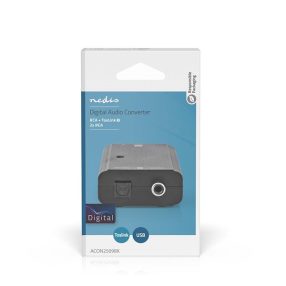   Nedis digitális audió konverter ACON2509BK, digitális bemenet koax/toslink, analóg kimenet RCA