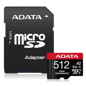   ADATA Memóriakártya MicroSDXC 512GB + Adapter ENDURANCE UHS-I A2 V30 (100/85)